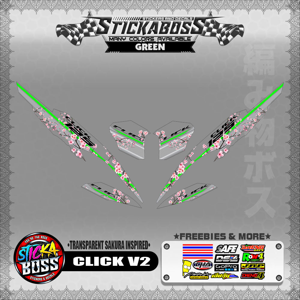 【PREMIUM UV PRINT】TRANSPARENT CLICK 125 / 150 V2 DECALS ( SAKURA INSPIRED )【WITH FREEBIES】