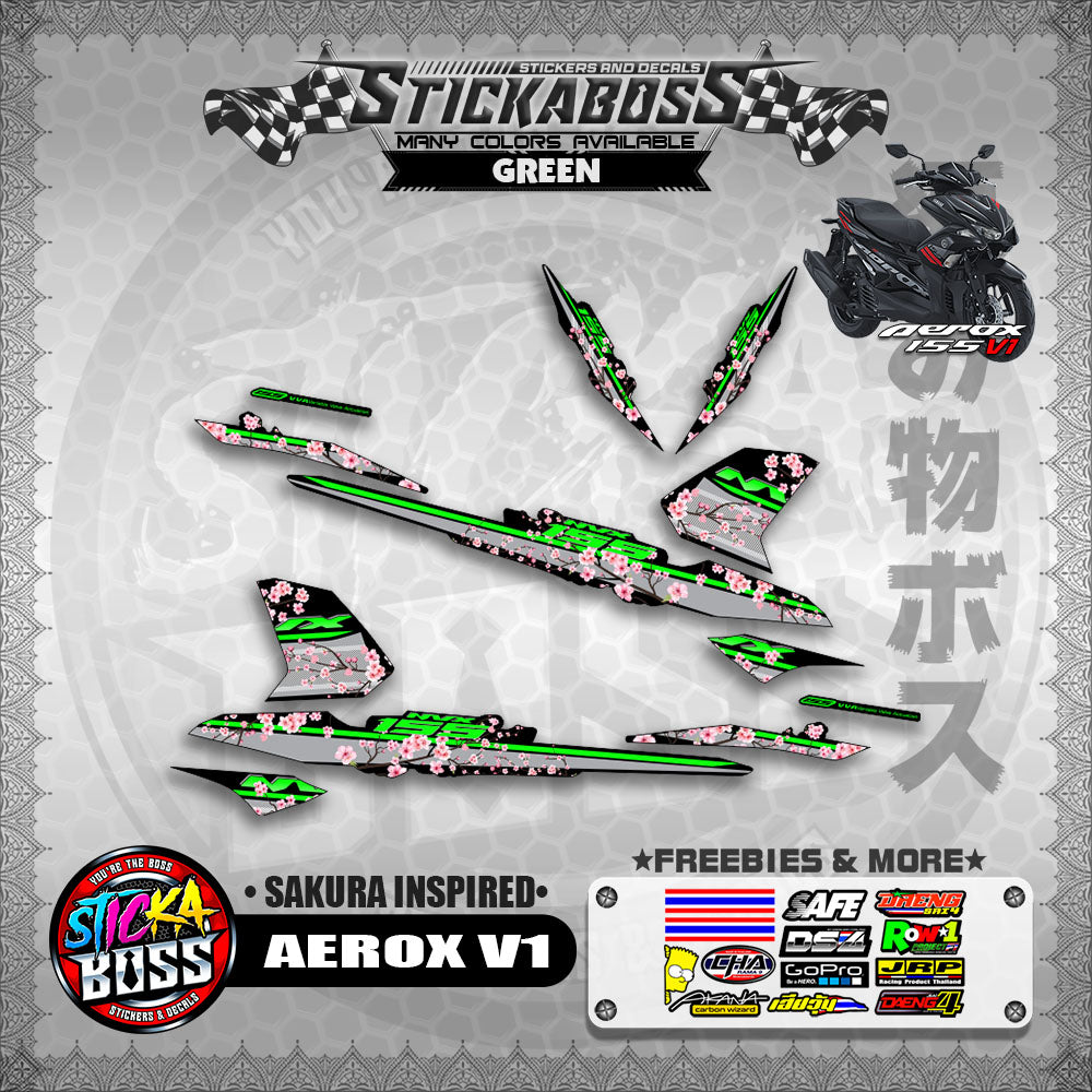 AEROX V1 STICKER DECALS ( SAKURA INSPIRED )【WITH FREEBIES】