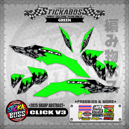 CLICK V3 INDO STICKER DECALS ( 2025 SHARP ABSTRACT  )【WITH FREEBIES】