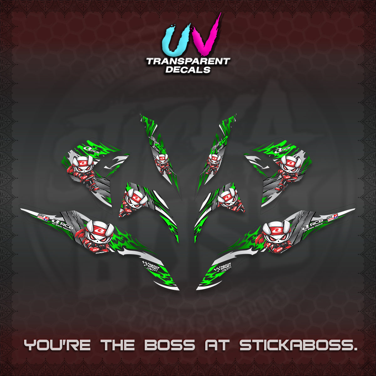 CLICK 125 V3 UV TRANSPARENT DECALS (2026 NEW RCB 2.0 DESIGN) STICKER KITS BY STICKABOSS