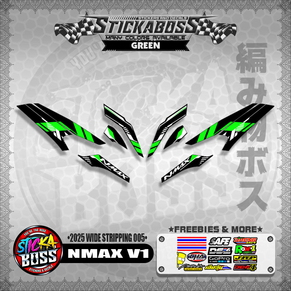 NMAX V1 INDO STICKER DECALS ( 2025 WIDE STRIPPING 005 )【WITH FREEBIES】
