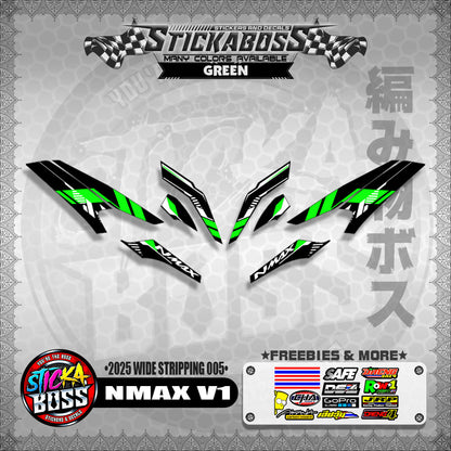 NMAX V1 INDO STICKER DECALS ( 2025 WIDE STRIPPING 005 )【WITH FREEBIES】