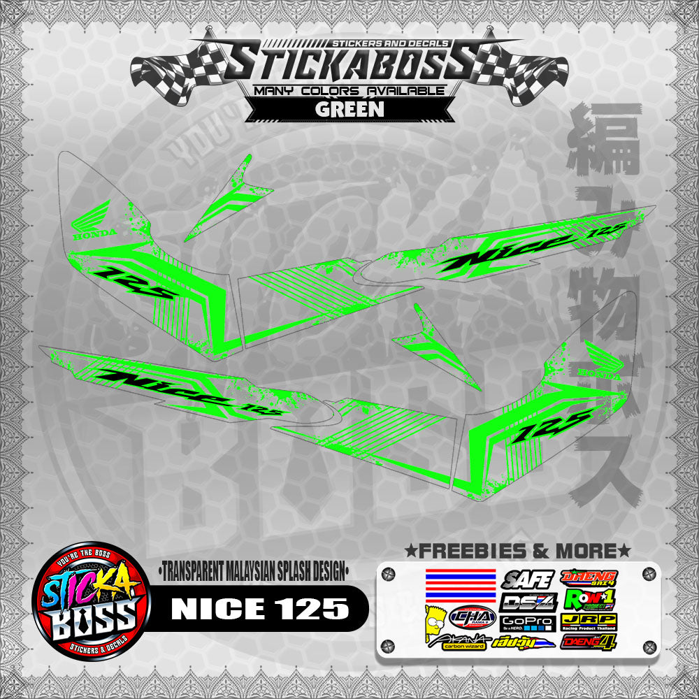【PREMIUM UV PRINT】TRANSPARENT NICE 125 STICKER DECALS ( MALAYSIAN SPLASH DESIGN )【WITH FREEBIES】