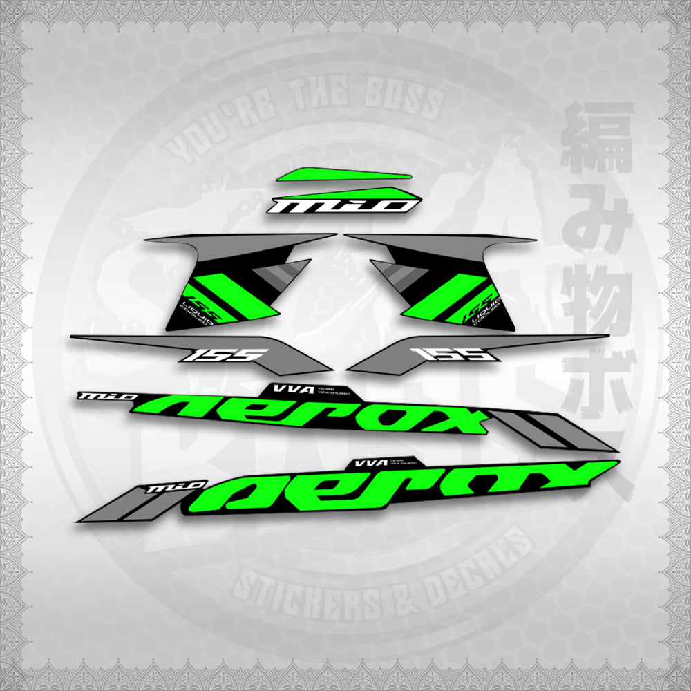 STICKER DECALS for AEROX 155 V1 (AV120X7IN) By STICKABOSS (SOFIE LAMINATED WATERPROOF)
