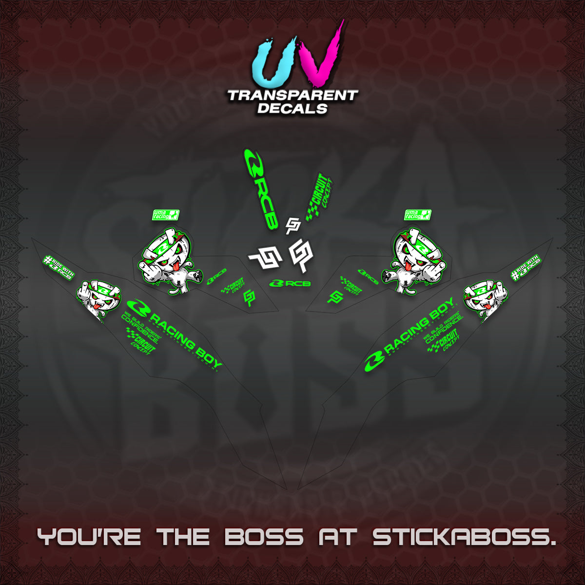 CLICK V3 UV TRANSPARENT DECALS (2026 RACE ZOMBIE DESIGN)STICKER DECALS By STICKABOSS