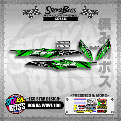 HONDA WAVE 100 DECALS ( EGO STAR DESIGN )【WITH FREEBIES】