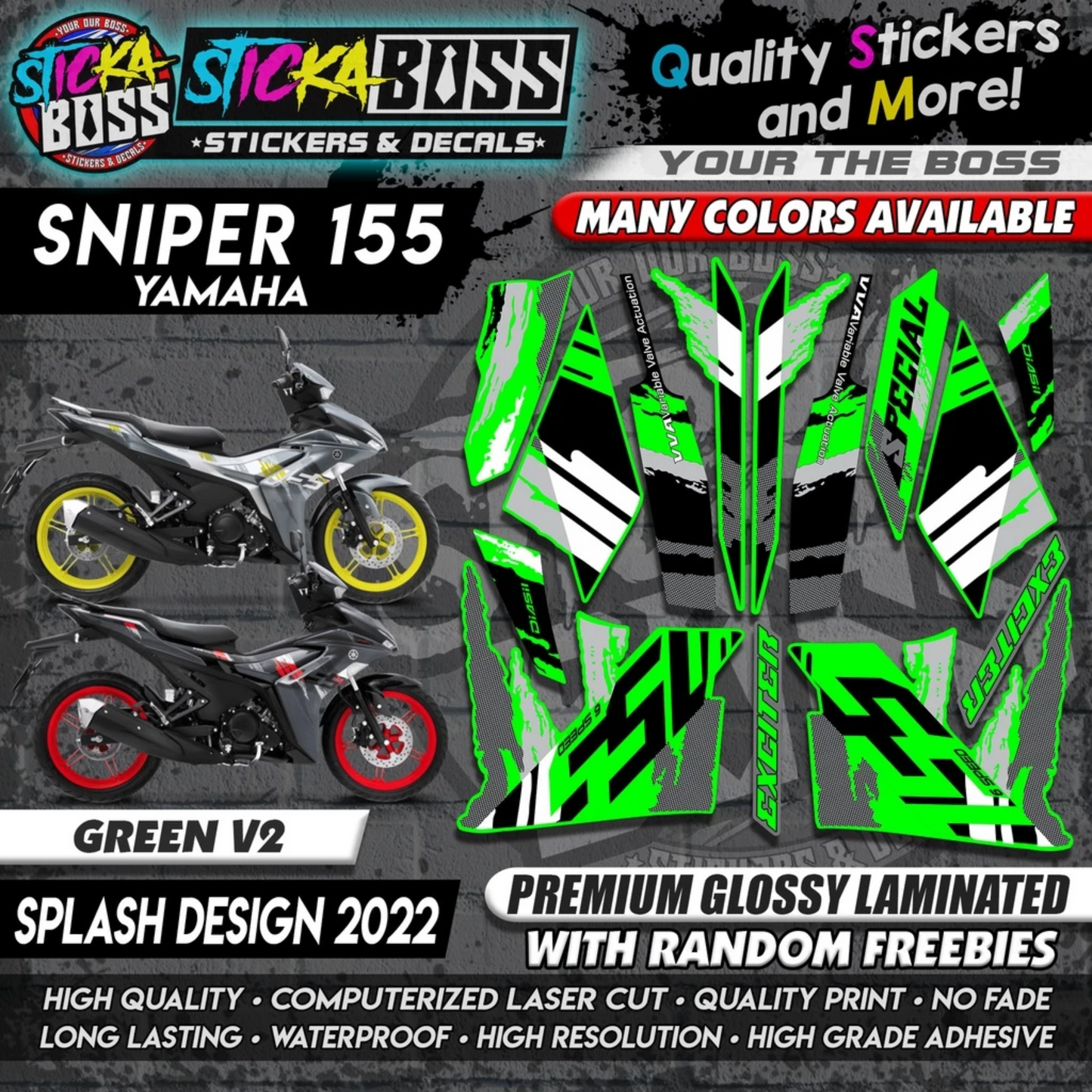 Sniper 155 NEW STOCK DECALS (SPLASH DESIGN 2022) MALAYSIAN CONCEPT【WITH FREEBIES】