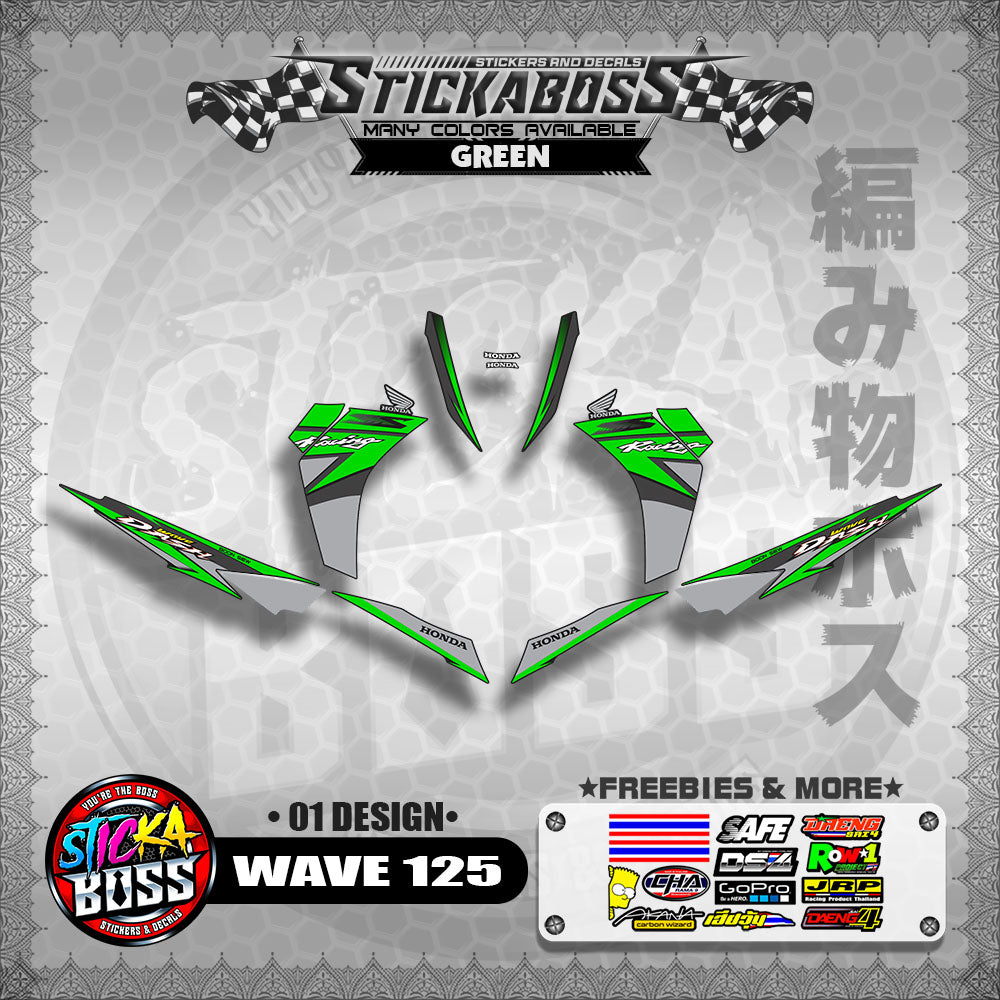 Honda Wave Dash 125 Stock Decals (01 Design)【WITH FREEBIES】Malaysia Concept