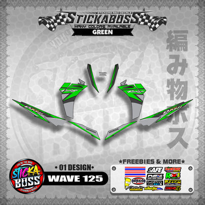 Honda Wave Dash 125 Stock Decals (01 Design)【WITH FREEBIES】Malaysia Concept