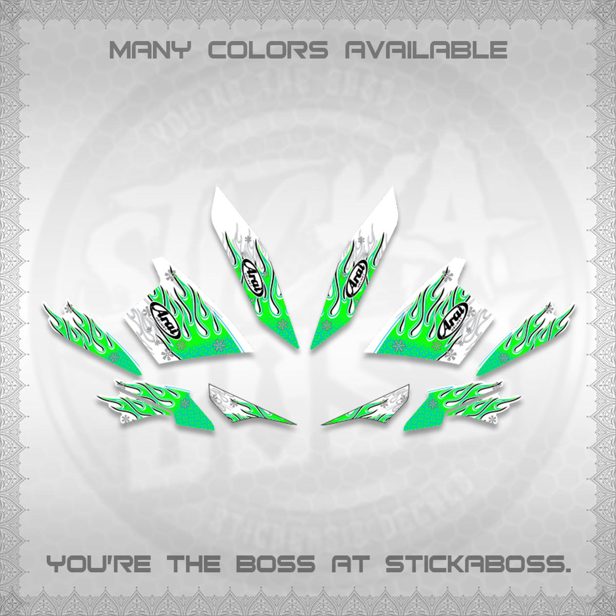 AEROX V3 ALPHA TURBO FOR WHITE DECALS (MOTIF ARAI API NEW TERBARU)STICKER DECALS By STICKABOSS