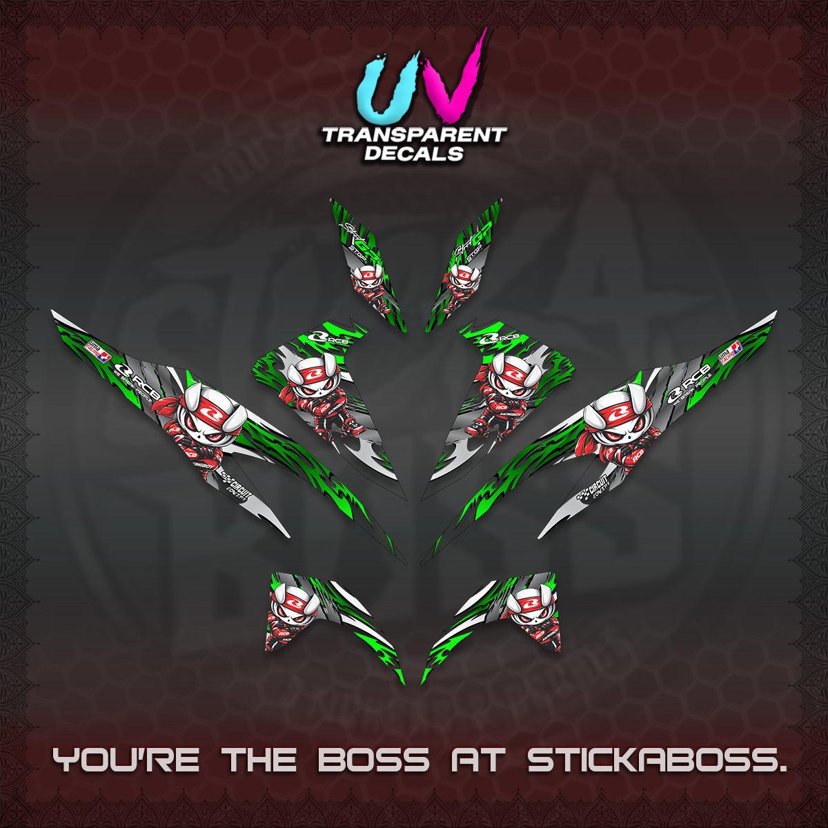 CLICK 125 V2 UV TRANSPARENT DECALS (2026 NEW RCB 2.0 DESIGN) STICKER KITS BY STICKABOSS