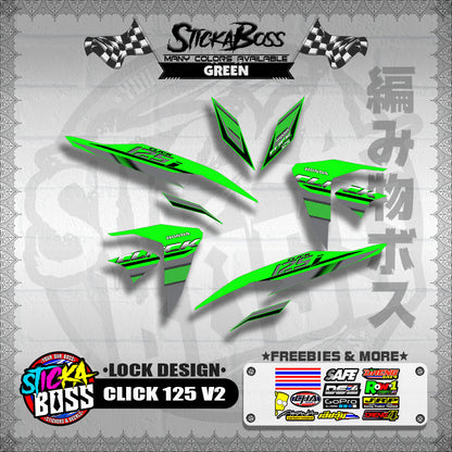 CLICK 125 V2 DECALS ( LOCK DESIGN )【WITH FREEBIES】