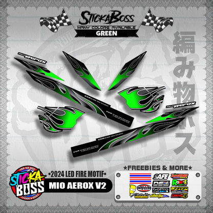 MIO AEROX V2 DECALS ( 2024 LED FIRE MOTIF )【WITH FREEBIES】