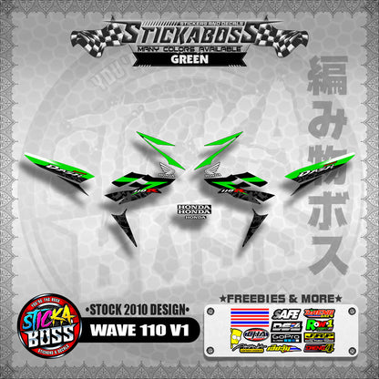 Honda Wave Dash 110r v1 Stock Decals (2010 Design)【WITH FREEBIES】 Rusi Swish Mono