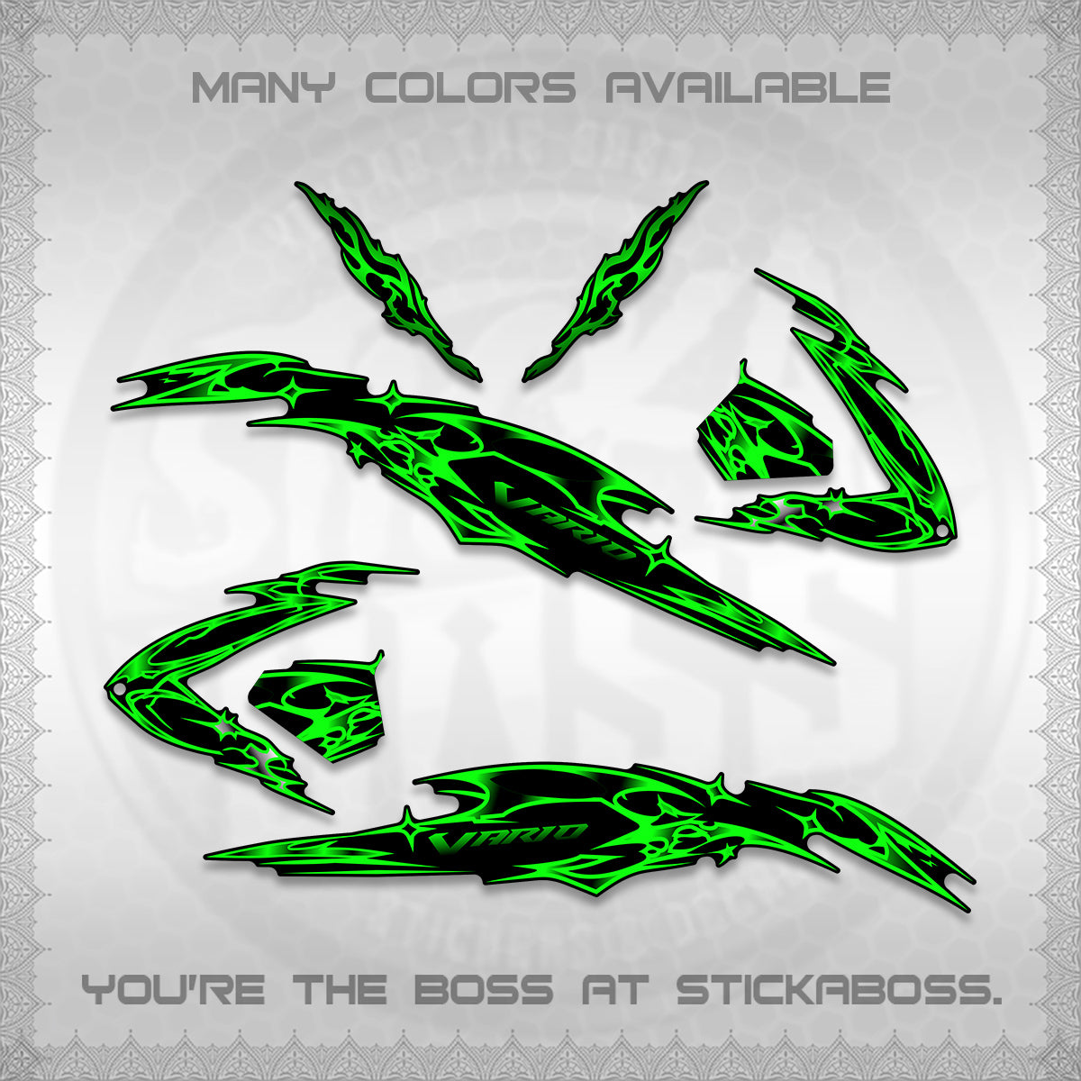 CLICK 125 V3 VARIO DECALS (2026 TRIBAL LIGHTNING DESIGN) STICKER KITS BY STICKABOSS