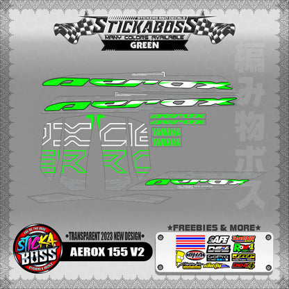 【PREMIUM UV PRINT】TRANSPARENT  AEROX 155 V2 MALAYSIAN DECALS ( 2023 NEW DESIGN )