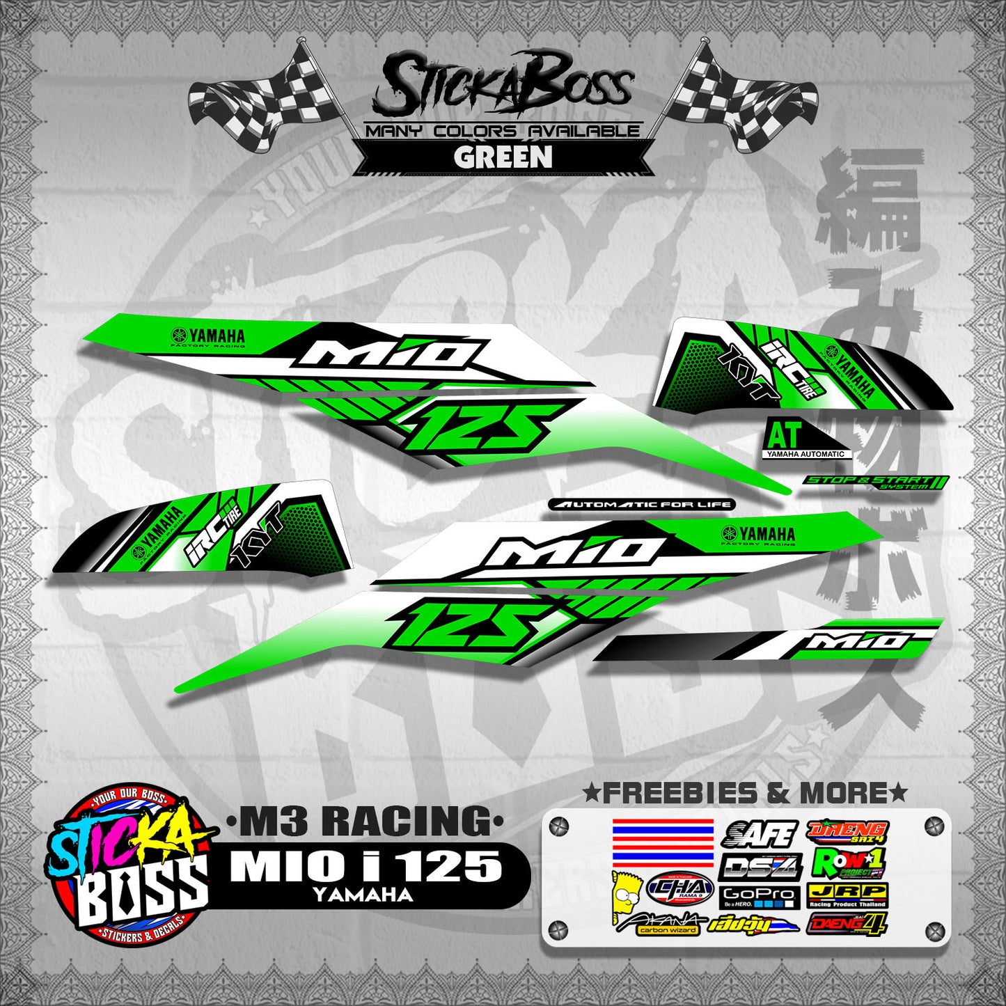 MIO i 125 STOCK DECALS ( M3 RACING ) 【WITH FREEBIES】
