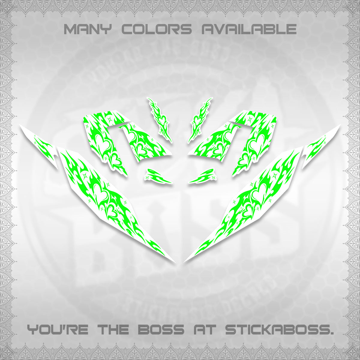 CLICK 125 V4 FOR WHITE DECALS (2026 TRIBAL HEART DESIGN) STICKER KITS BY STICKABOSS