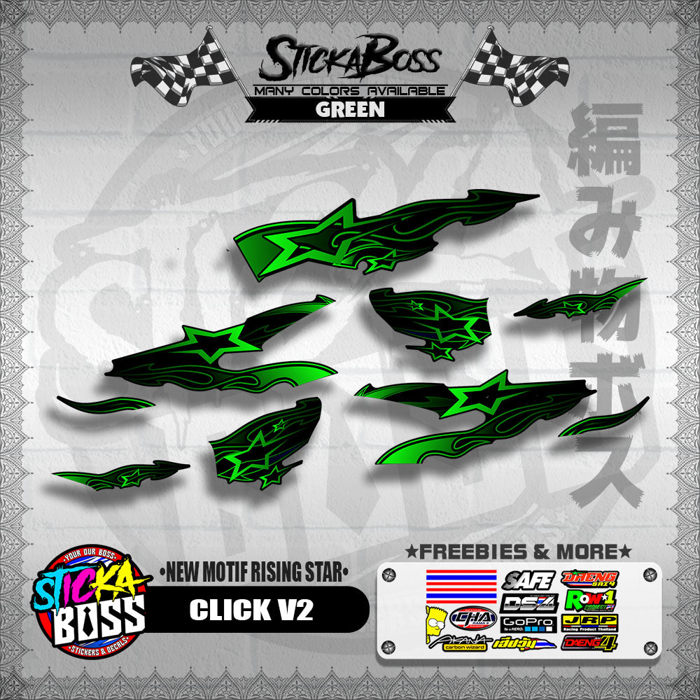 CLICK V2 DECALS ( NEW MOTIF RISING STAR ) [ PREMIUM GLOSSY LAMINATED ]【WITH FREEBIES】