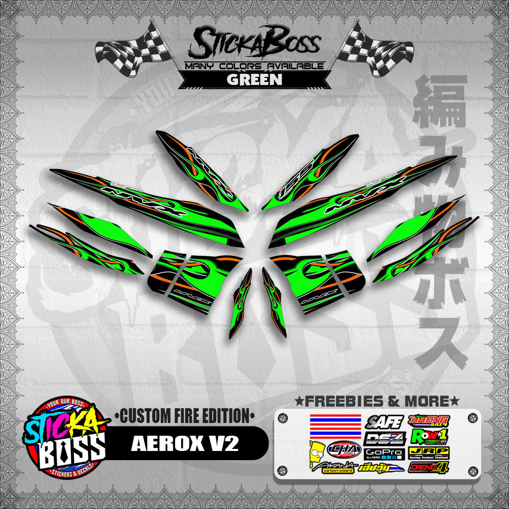 AEROX V2 DECALS ( CUSTOM FIRE EDITION )【WITH FREEBIES】