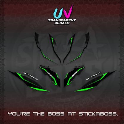 CLICK 125 V3 VARIO UV TRANSPARENT DECALS (2026 INDO HONEYCOMB DESIGN) STICKER DECALS By STICKABOSS