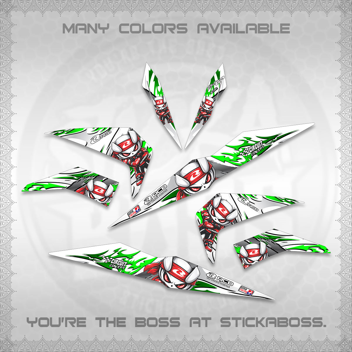 BEAT FI V2 FOR WHITE DECALS (2026 NEW RCB 2.0 DESIGN) STICKER KITS BY STICKABOSS