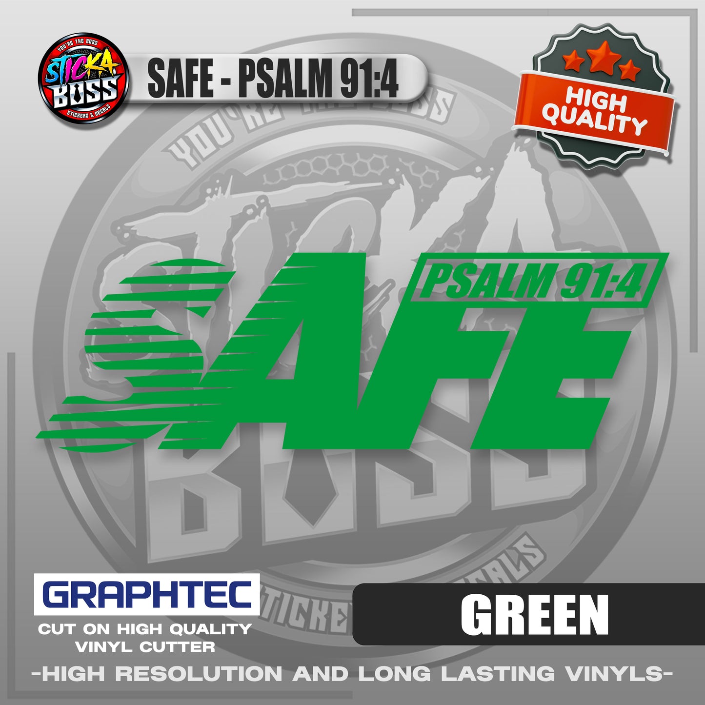 SAFE - PSALM 91:4 | VINYL WATERPROOF CUT-OUT STICKER DECALS【Stickaboss】