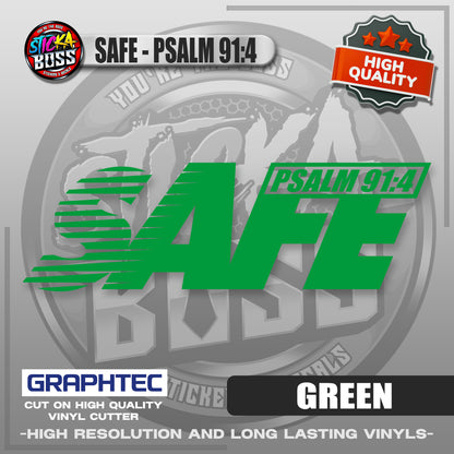 SAFE - PSALM 91:4 | VINYL WATERPROOF CUT-OUT STICKER DECALS【Stickaboss】