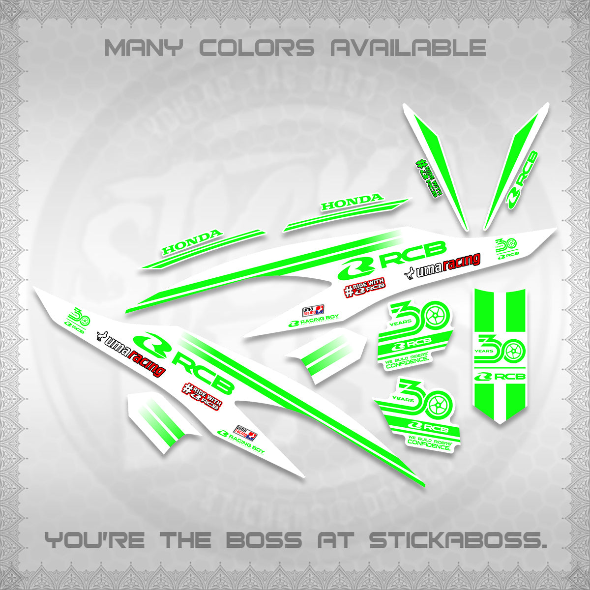 CLICK 125 V2 FOR WHITE DECALS (2026 30TH ANNIVERSARY RACING DESIGN) STICKER DECALS BY STICKABOSS