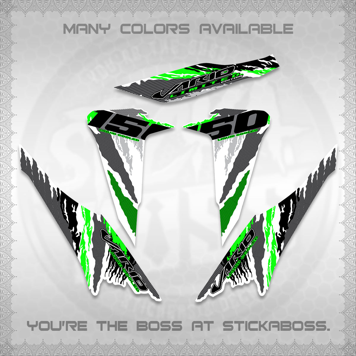 CLICK 150 V2 VARIO FOR WHITE DECALS (2022 SPECIAL SPLASH DESIGN) STICKER KITS BY STICKABOSS