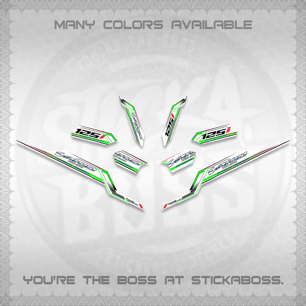 CLICK V3 VARIO STRIPING FOR WHITE DECALS (2026 SPORTS RACE DESIGN) STICKER KITS BY STICKABOSS
