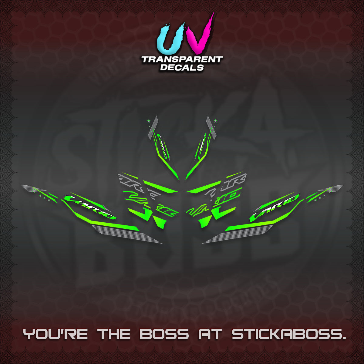 CLICK 125 V4 VARIO UV TRANSPARENT DECALS (2026 WHITE EDITION DESIGN) STICKER KITS By STICKABOSS