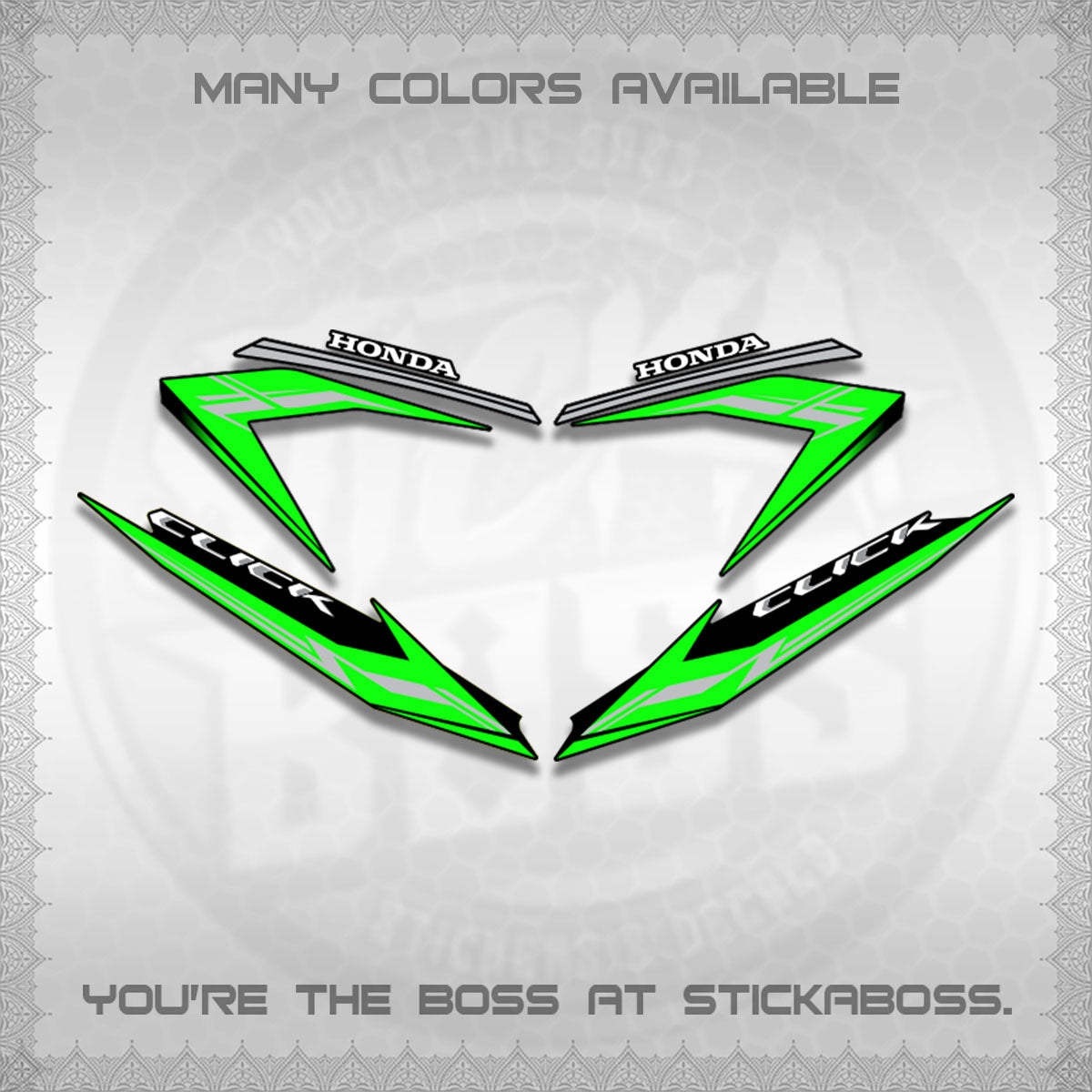 CLICK 125 V3 STOCK DECALS (NEW 2023 DESIGN)STICKER DECALS By STICKABOSS