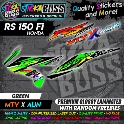 Honda RS 150 Fi (MTV x AUN) [ASSORTED COLORS] Stock Decals【PREMIUM GLOSSY LAMINATED】