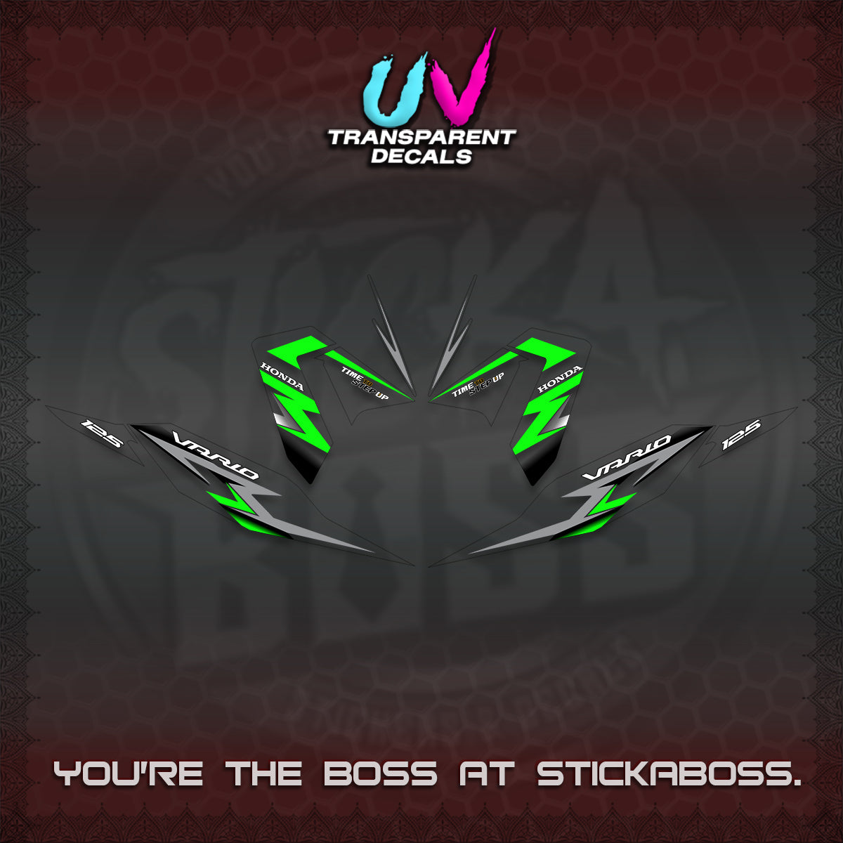 CLICK 125 V4 VARIO UV TRANSPARENT DECALS (2026 VR0006 DESIGN) STICKER KITS BY STICKABOSS