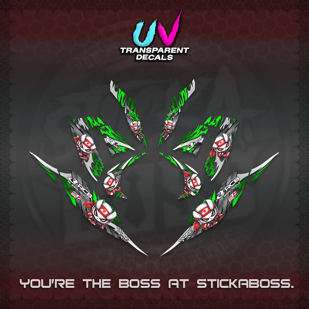 CLICK 125 V4 UV TRANSPARENT DECALS (2026 NEW RCB 2.0 DESIGN) STICKER KITS BY STICKABOSS