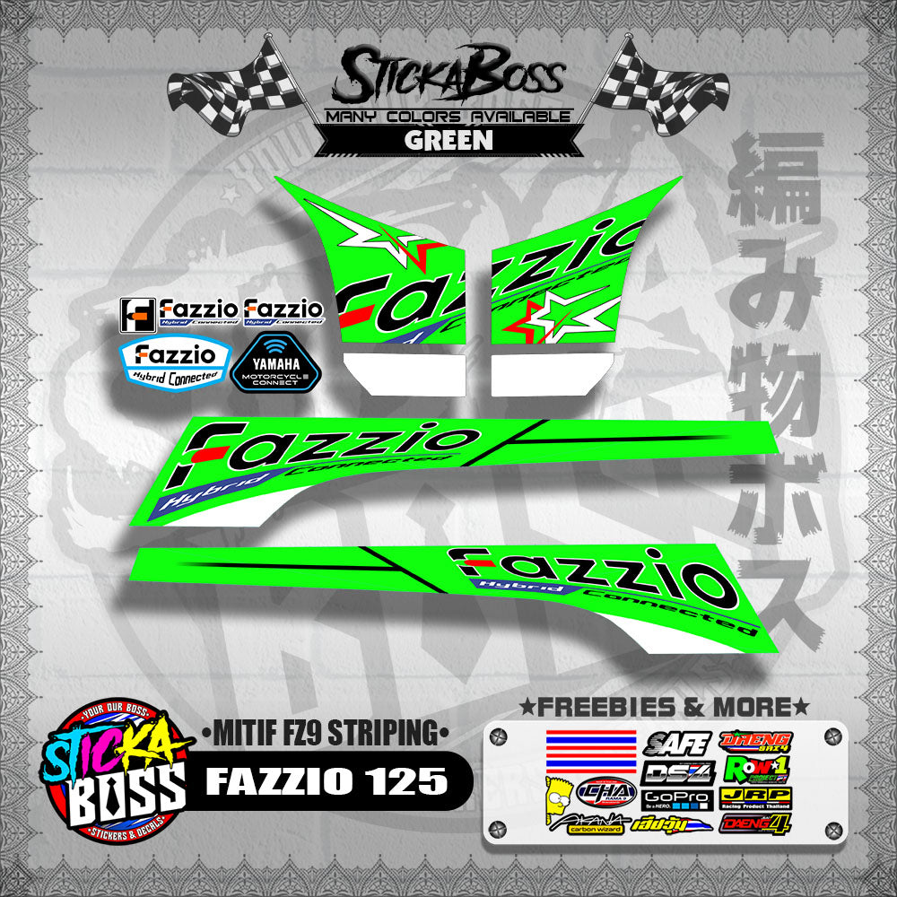 FAZZIO 125 DECALS ( MITIF FZ9 STRIPING )【WITH FREEBIES】