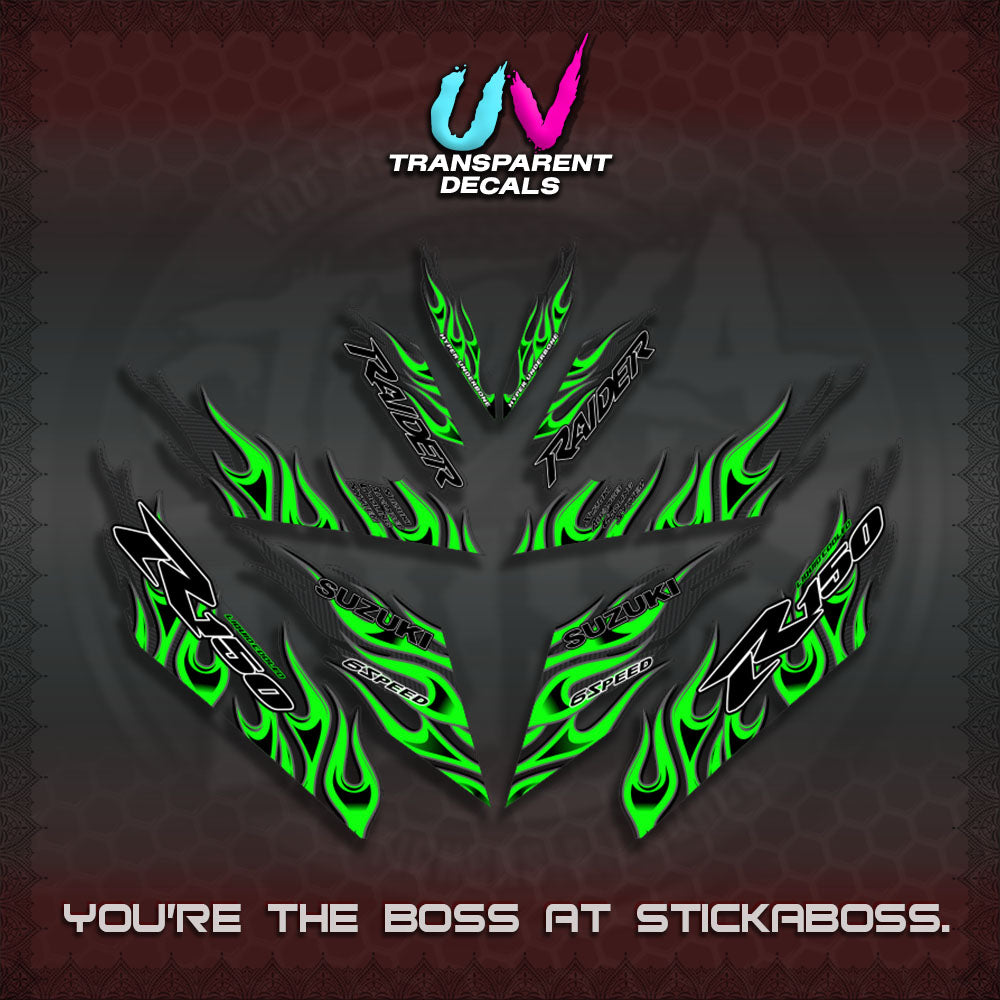 【PREMIUM UV PRINT】TRANSPARENT RAIDER 150 Fi DECALS(API TERBARU VIRAL ELEGAN)STICKER By STICKABOSS