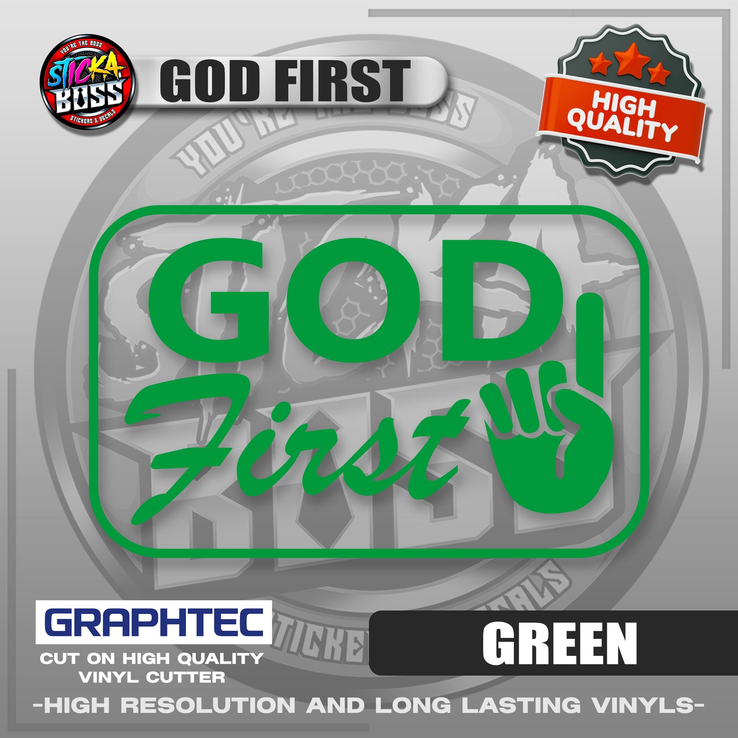 GOD FIRST | VINYL WATERPROOF CUT-OUT STICKER DECALS【Stickaboss】