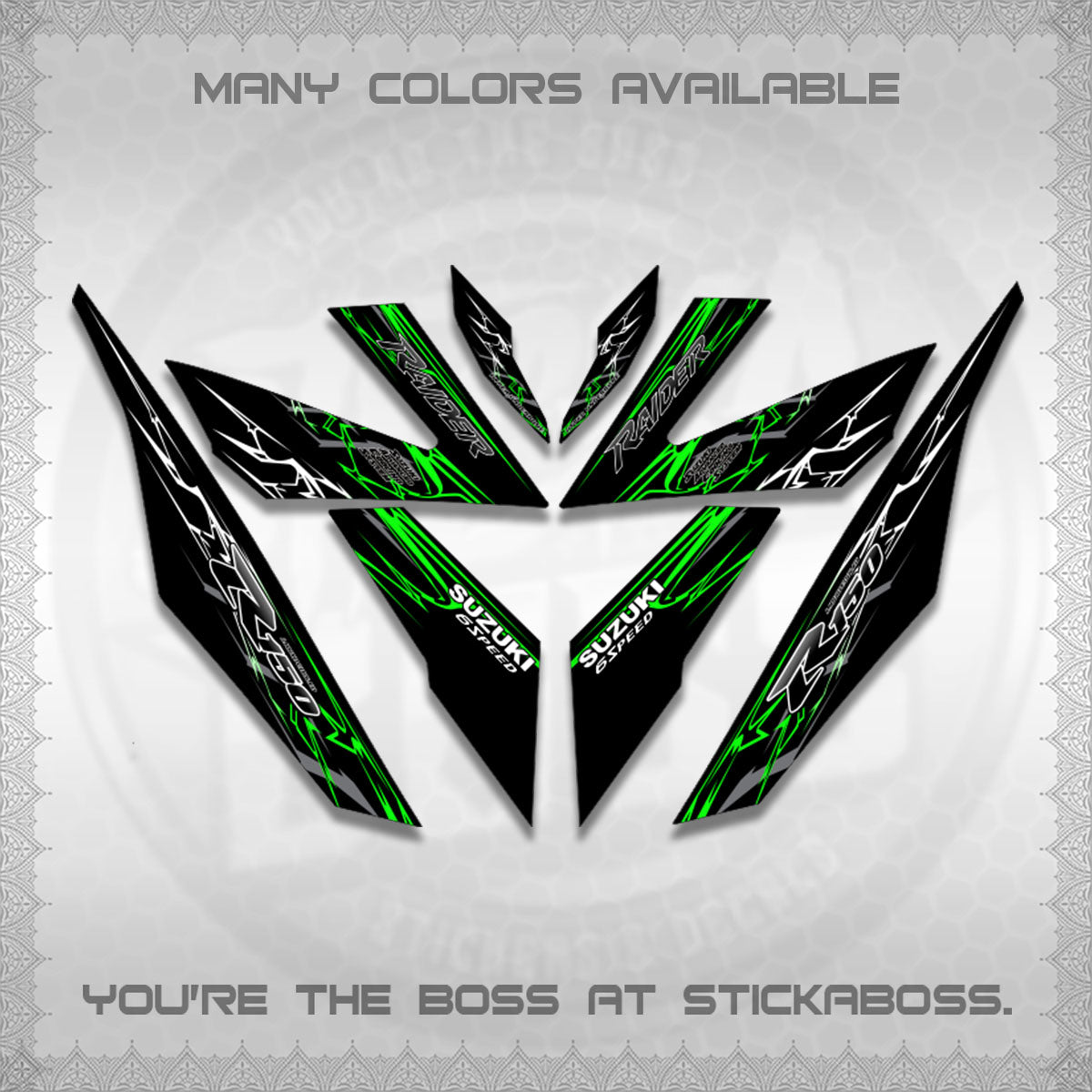 RAIDER 150 Fi DECALS (2026 CUSTOM LIGHTNING)STICKER DECALS By STICKABOSS