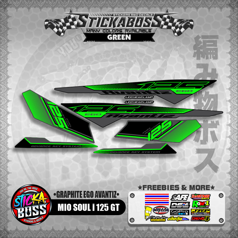 MIO SOUL I 125 GT STICKER DECALS ( GRAPHITE EGO AVANTIZ )【WITH FREEBIES】