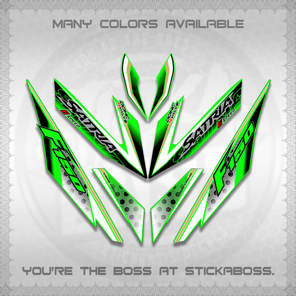 RAIDER 150 Fi SATRIA DECALS (NEW DESIGN 11 11)STICKER DECALS By STICKABOSS
