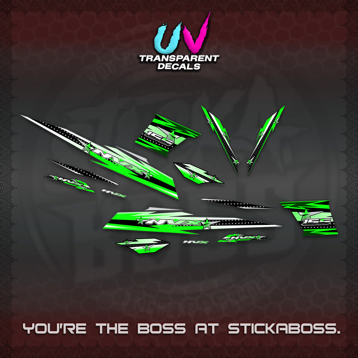 AEROX V2 UV TRANSPARENT DECALS (2026 INDO STAR 001) STICKER KITS BY STICKABOSS