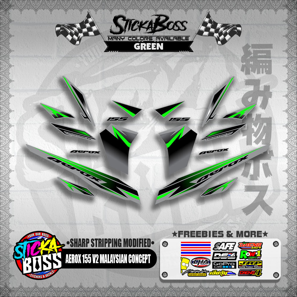 AEROX 155 V2 MALAYSIAN CONCEPT DECALS ( SHARP STRIPPING MODIFIED )【WITH FREEBIES】
