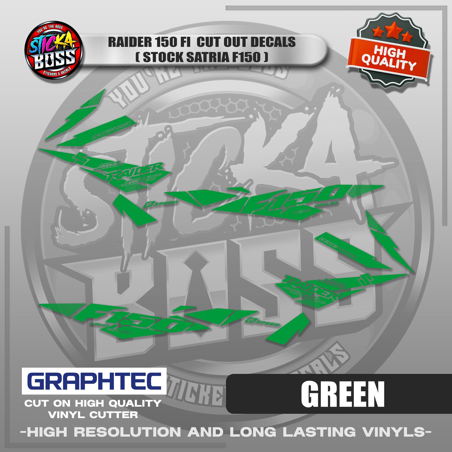 RAIDER 150 FI CUT OUT DECALS ( STOCK SATRIA F150 ) | VINYL WATERPROOF CUT-OUT STICKER DECALS