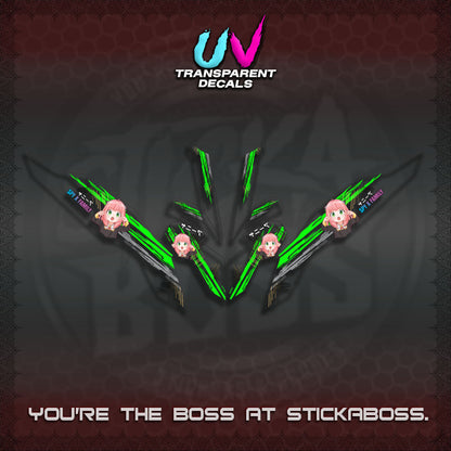 【PREMIUM UV PRINT】TRANSPARENT CLICK V3   DECALS (ANYA MOTIF DESIGN)STICKER DECALS By STICKABOSS