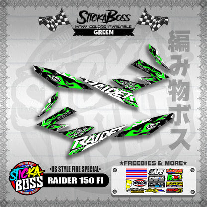 RAIDER 150 FI DECALS ( US STYLE FIRE SPECIAL )【WITH FREEBIES】