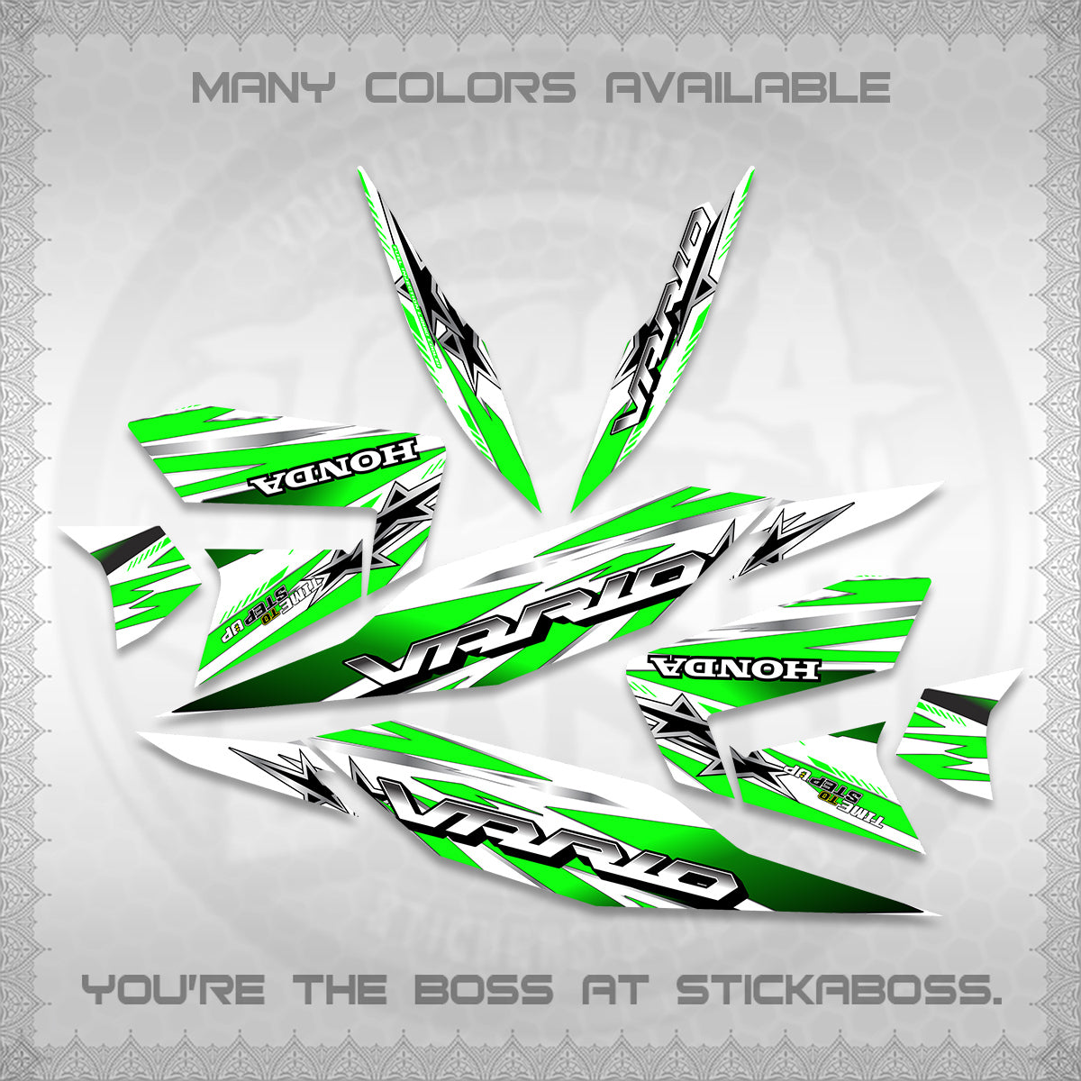 CLICK 125 V4 VARIO FOR WHITE DECALS (2026 BLACK STAR DESIGN) STICKER DECALS By STICKABOSS