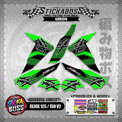 CLICK 125 / 150 V2 STICKER DECALS ( HAYABUSA CONCEPT )【WITH FREEBIES】