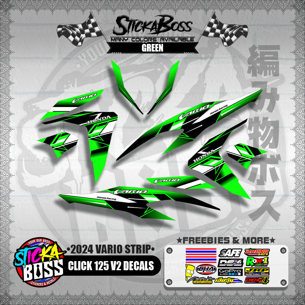 CLICK 125 V2 DECALS ( 2024 VARIO STRIP )【WITH FREEBIES】